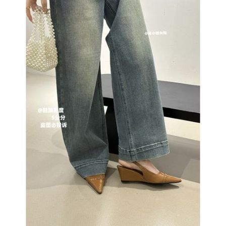 2026夏季新款小众设计感复古坡跟高跟鞋时尚气质百搭包头后空凉鞋