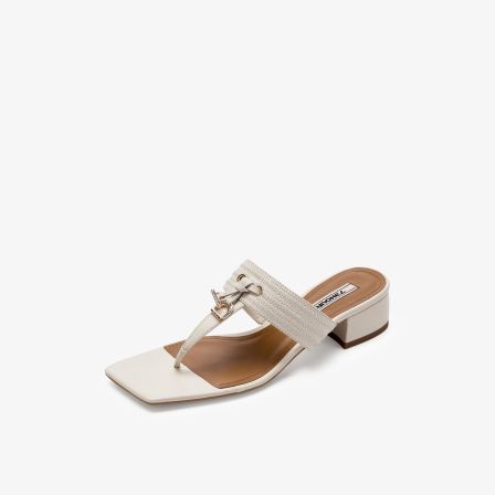 73hours女鞋科西嘉2026夏季新款方跟纯色露趾人字拖