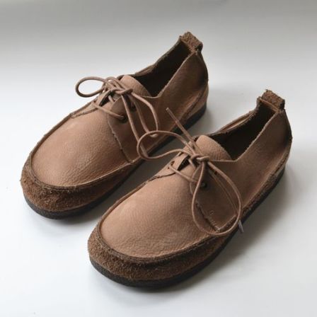 软皮软底系带休闲单鞋外贸女鞋复古磨砂面文艺风平底鞋森系棉麻风