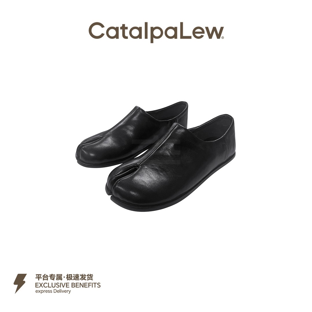 CatalpaLew「无界」墟生美学解构主义手工漆皮分趾乐福鞋#C2023主图