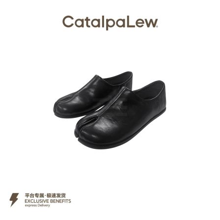 CatalpaLew「无界」墟生美学解构主义手工漆皮分趾乐福鞋#C2023