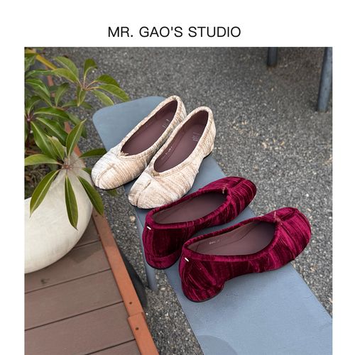 复古风分趾粗跟浅口单鞋女春季新款绒面猪蹄鞋一脚蹬百搭时尚女鞋主图