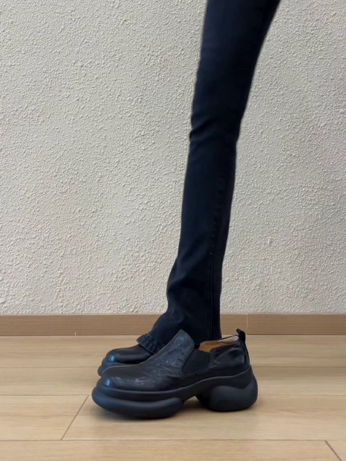 羊皮版~2026年新款圆头厚底小皮鞋女松糕底深口一脚蹬英伦风单鞋主图