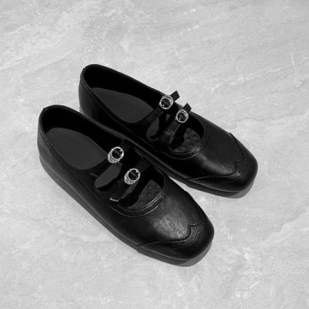 【余欢欢】春季复古百搭浅口法式气质玛丽珍小皮鞋-YHX60013