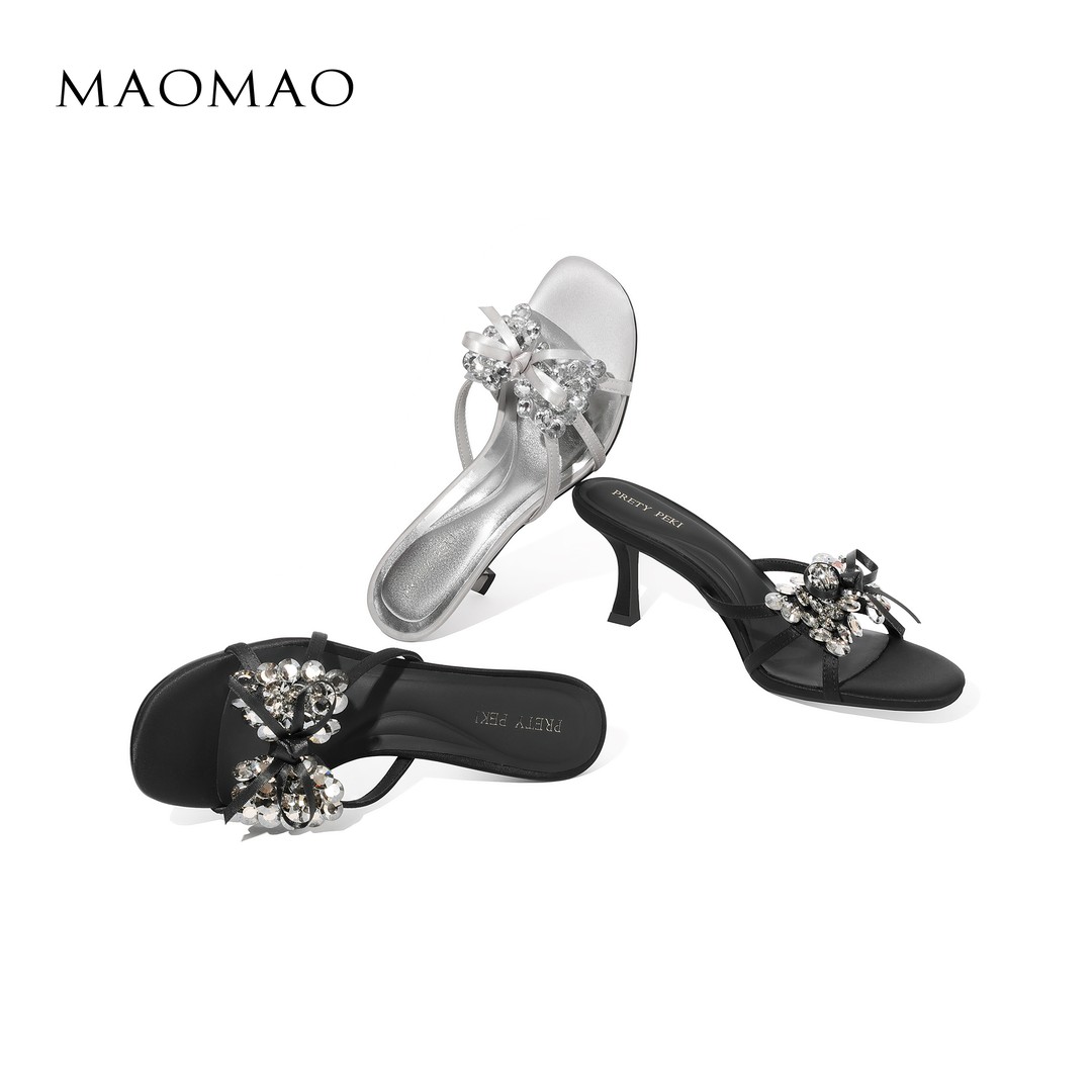 【跟高7CM】2026春季新款细跟高跟一脚蹬时尚百搭单鞋漏趾女主图