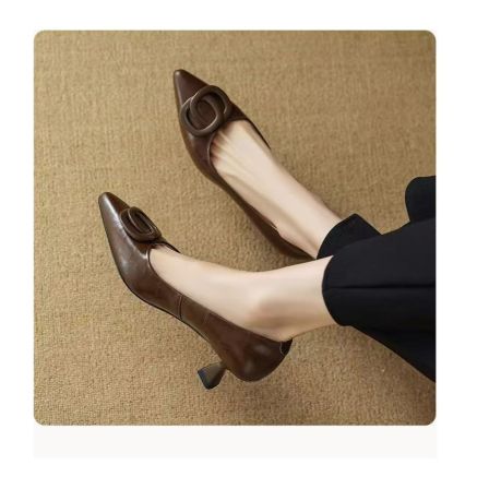 AL-12063定制欧式尖头细跟浅口牛皮鞋  宠粉价