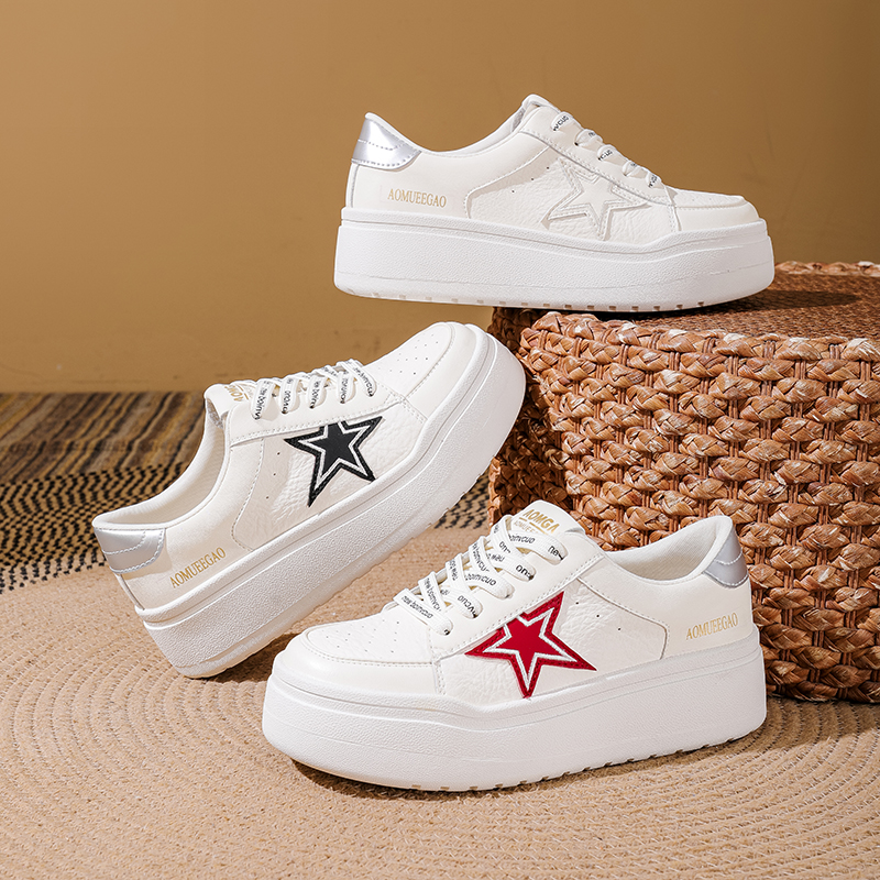 休闲板鞋四季通用百搭厚底增高5cm时尚小白鞋女鞋3021主图