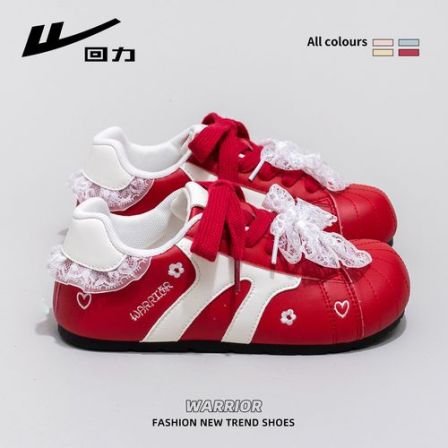 回力德训鞋女2026春季新款红色女鞋本命年复古板鞋软底休闲小白鞋