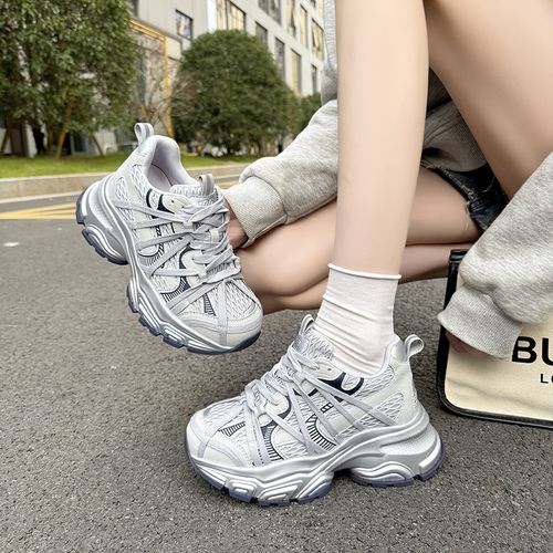 【32码起】小个子增高9cm老爹鞋2026春季透气ins系带时尚休闲鞋百搭主图