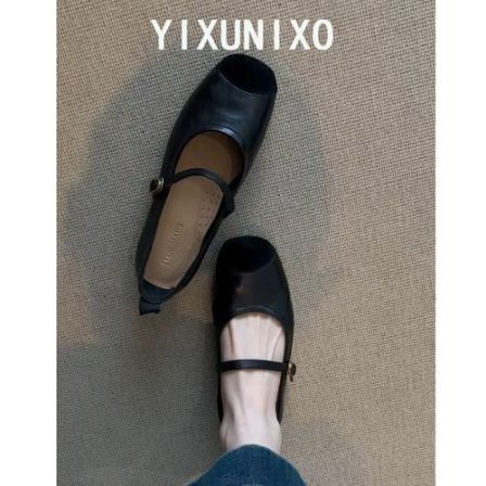 羊皮版~法式复古单鞋女平底芭蕾鞋浅口软底软底软面黑色玛丽珍鞋
