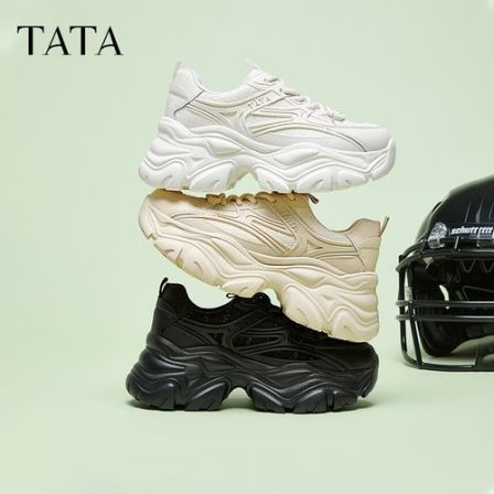 TATA白色老爹鞋女增高休闲鞋厚底加绒运动鞋WOG04AM5