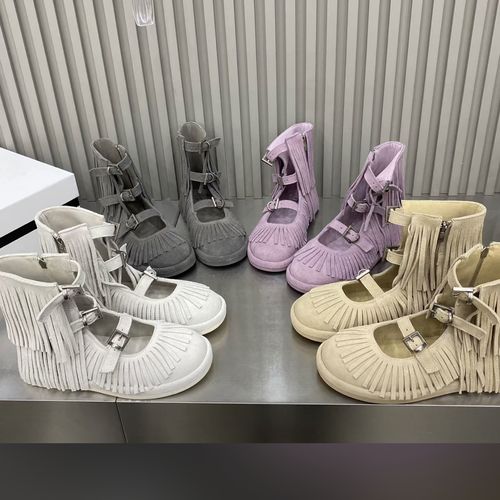 广州欧货【辣妹流苏】春夏真皮4cm厚底洋气时尚软底马丁靴F16主图