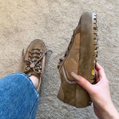 羊皮版！德训鞋女2026新款百搭学院风圆头星星鞋系带厚底休闲板鞋主图