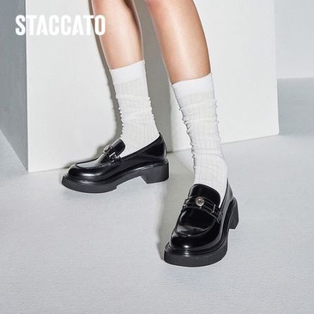 【甜妹穿搭】思加图新款流光风许愿币复古英伦乐福鞋单鞋女EGB13AA6