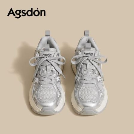 /奥古狮登银色老爹鞋女2026新款春季厚底小个子运动休闲鞋不累脚Q