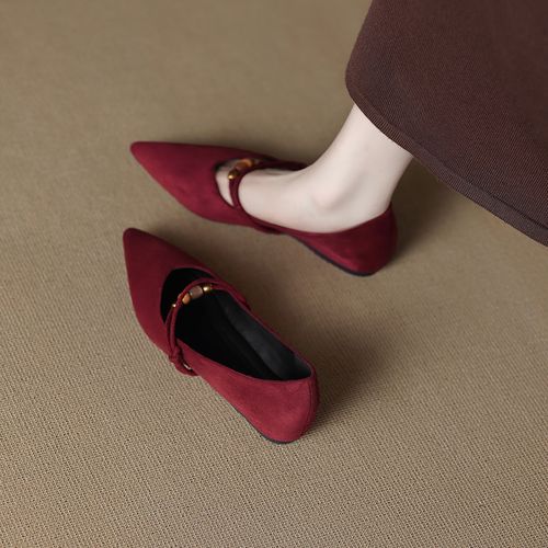 拾姑娘羊皮版833-412超软尖头平底瓢鞋女2026春季软底不累脚单鞋主图