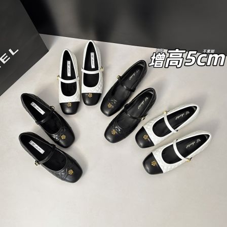 2026年新款法式方头山茶花小个子增高5厘米不累脚舒适气质女鞋