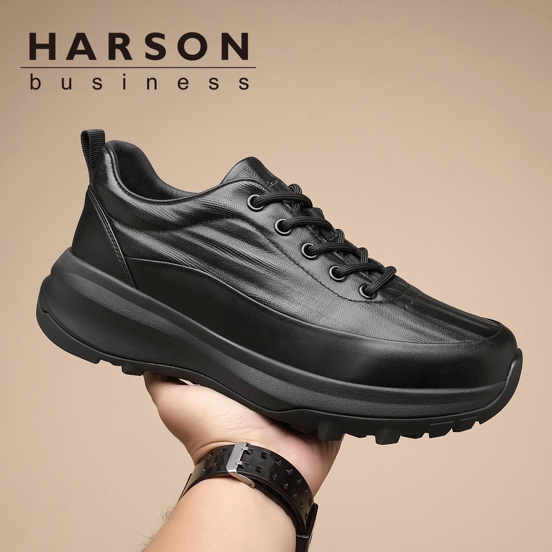 Harson/哈森【头层羊皮】运动休闲鞋男真皮厚底增高春季男鞋轻便鞋主图
