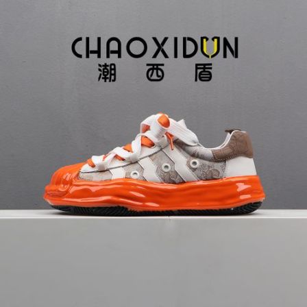 潮西盾CHAOXIDUN老爹鞋男真皮拼布春秋透气夏季厚底贝壳头休闲鞋