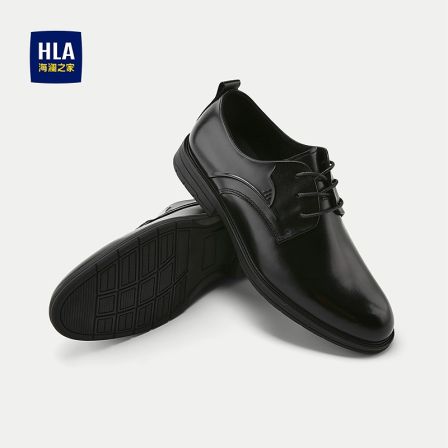 【圆头系带】HLA海澜之家正装皮鞋男25新橡胶底商务透气鞋子男