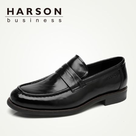 哈森头层牛皮春季休闲皮鞋男一脚蹬豆豆鞋百搭真皮乐福鞋耐磨男鞋