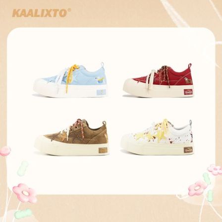 Kaalixto动物系列腊肠春日日记帆布鞋厚底增高低帮休闲百搭情侣