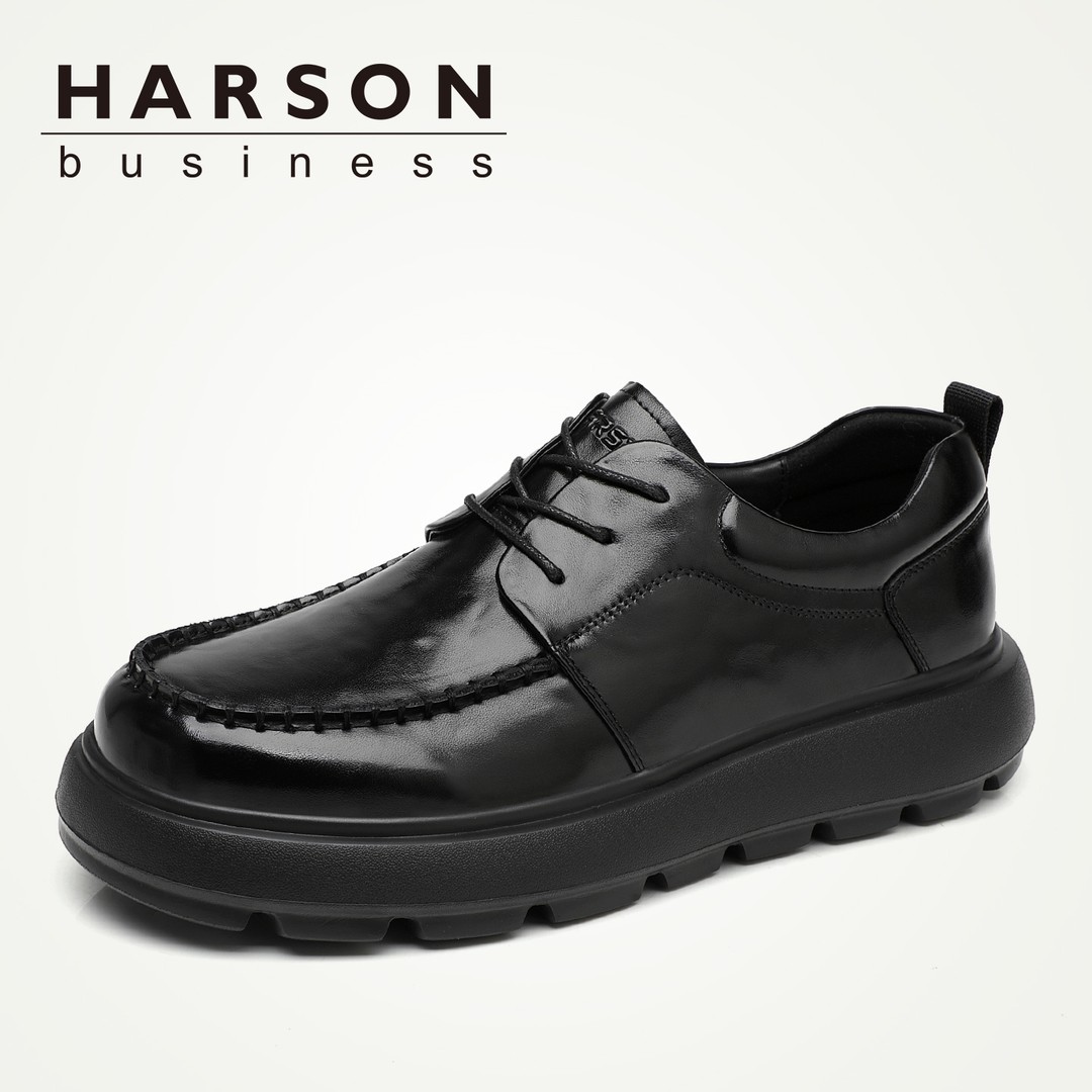 Harson/哈森【头层牛皮】休闲皮鞋春季真皮豆豆鞋百搭潮流通勤男鞋主图