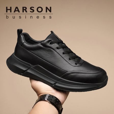 Harson/哈森头层牛皮春季男鞋2026男士休闲鞋真皮百搭厚底旅游鞋