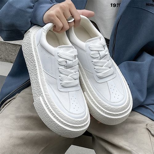 新款透气厚底增高ins风男士夏季休闲百搭板鞋白色时尚春季50557主图
