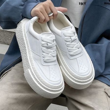 新款透气厚底增高ins风男士夏季休闲百搭板鞋白色时尚春季50557