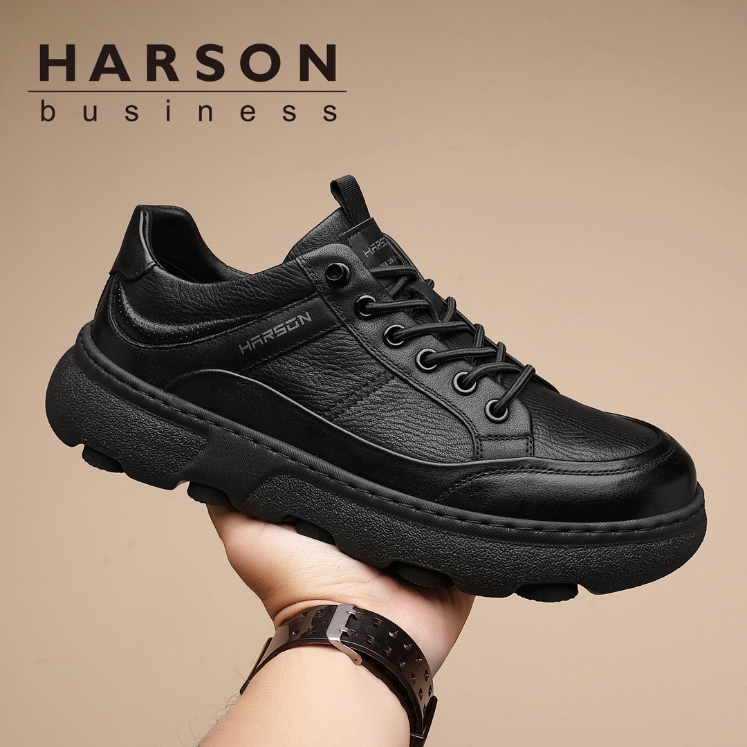 Harson/哈森头层牛皮春季一脚蹬男鞋真皮运动休闲鞋男士散步鞋子主图