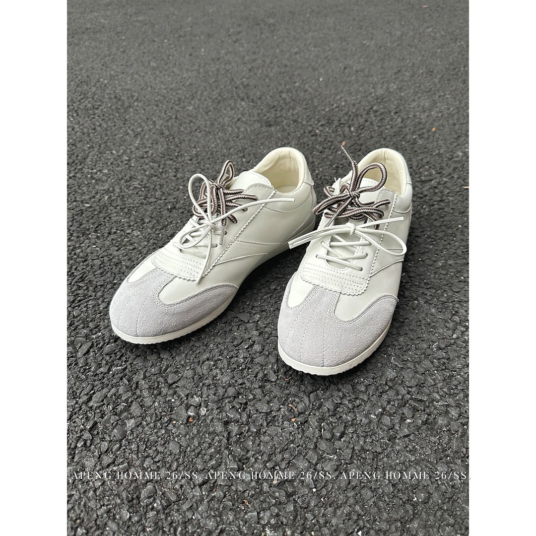 春季系列/拼接平板防滑橡胶软底百搭系带低帮皮鞋德训鞋#25112主图