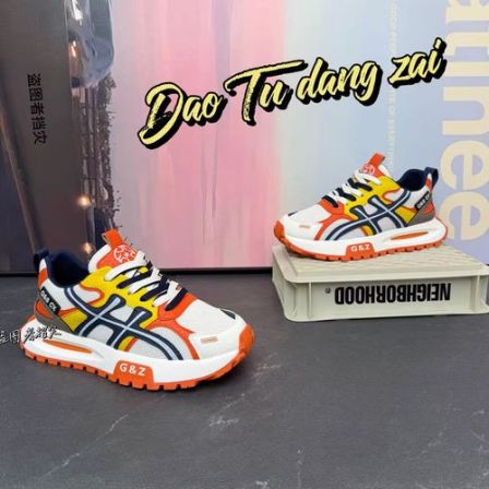 时尚个性百搭拼色潮流新款舒适男鞋拼接网面厚底潮鞋2026年板鞋