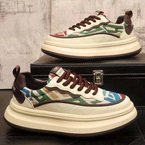 国风刺绣重工时尚板鞋男鞋2026新款厚底增高透气休闲运动鞋国潮流主图