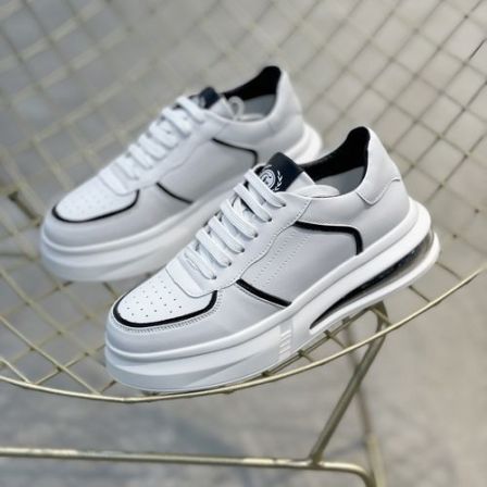 休闲潮流时尚韩版小白鞋透气百搭新款内增高板鞋厚底男鞋低帮