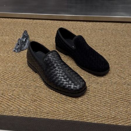 男士透气编织一脚蹬休闲乐福皮鞋夏季百搭