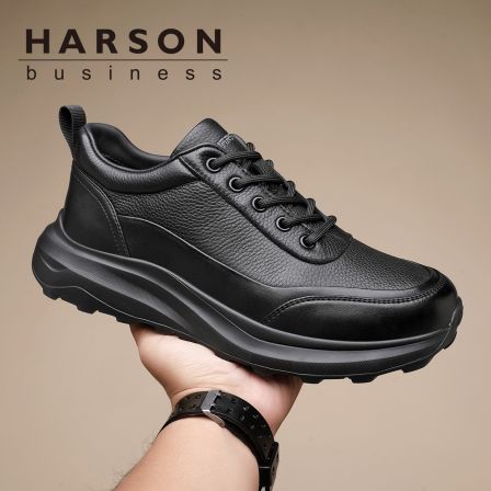 Harson/哈森头层牛皮春季男鞋2026真皮运动休闲鞋防滑透气轻便鞋