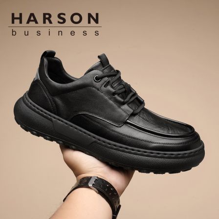 Harson/哈森【头层牛皮】春季男鞋真皮休闲鞋男百搭潮流轻便豆豆鞋