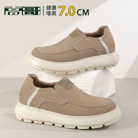 高哥增高布鞋厚底休闲运动鞋轻便2026新款春季男鞋一脚蹬懒人鞋