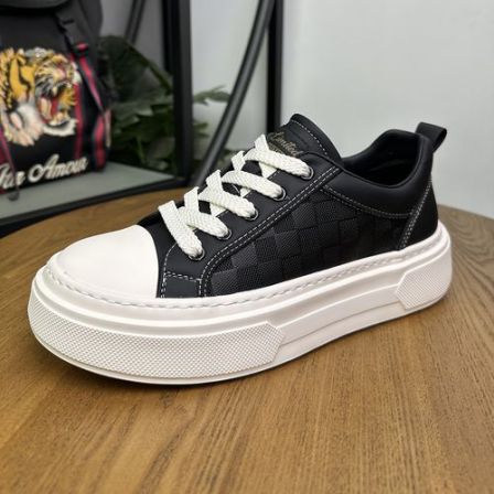 夏季新款男士真皮低帮鞋韩版百搭透气厚底小白鞋休闲板鞋时尚潮鞋