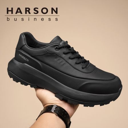 Harson/哈森【头层牛皮】春季男鞋真皮百搭厚底运动休闲鞋板鞋透气