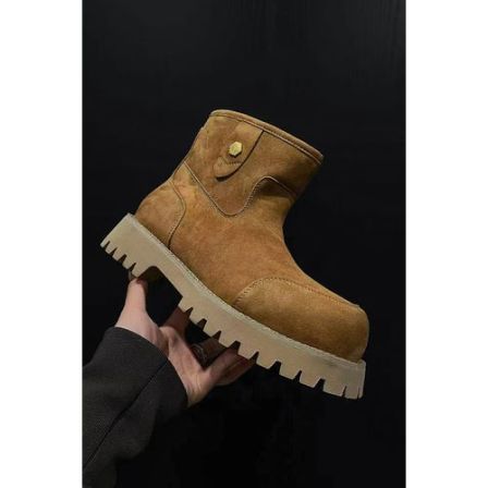 龙叨叨冬季新款美式复古高级感工装加绒保暖马丁增高百搭雪地靴