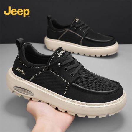 Jeep吉普鞋子男款爆款2026新款透气低帮网面舒适时尚一脚蹬休闲鞋