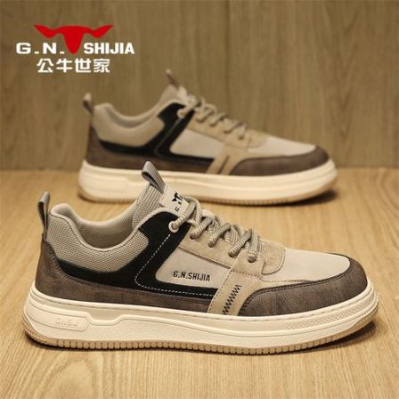 公牛世家男鞋2026春季潮流休闲运动板鞋韩版百搭拼色复古男士鞋子