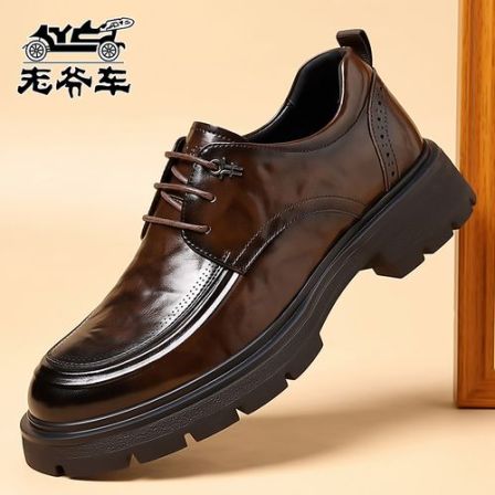 老爷车2026男士春秋季新款透气厚底软底防滑一脚蹬休闲商务皮鞋子