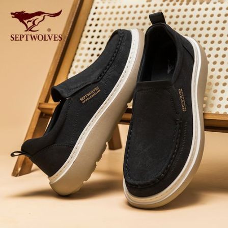 七匹狼2026新款男鞋休闲板鞋男士时尚透气软皮软底一脚蹬懒人板鞋