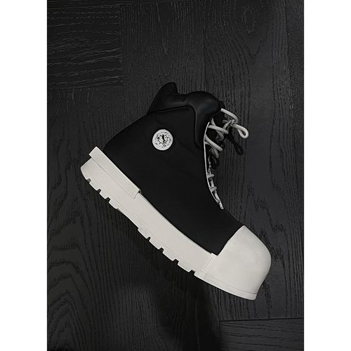 龙叨叨秋季新款潮流美式设计感厚底增高系带高帮大圆头休闲板鞋主图