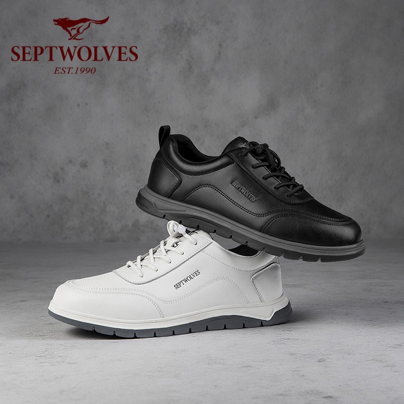 七匹狼男鞋爆款2026新款春季松紧带一脚蹬男士百搭运动休闲皮鞋主图