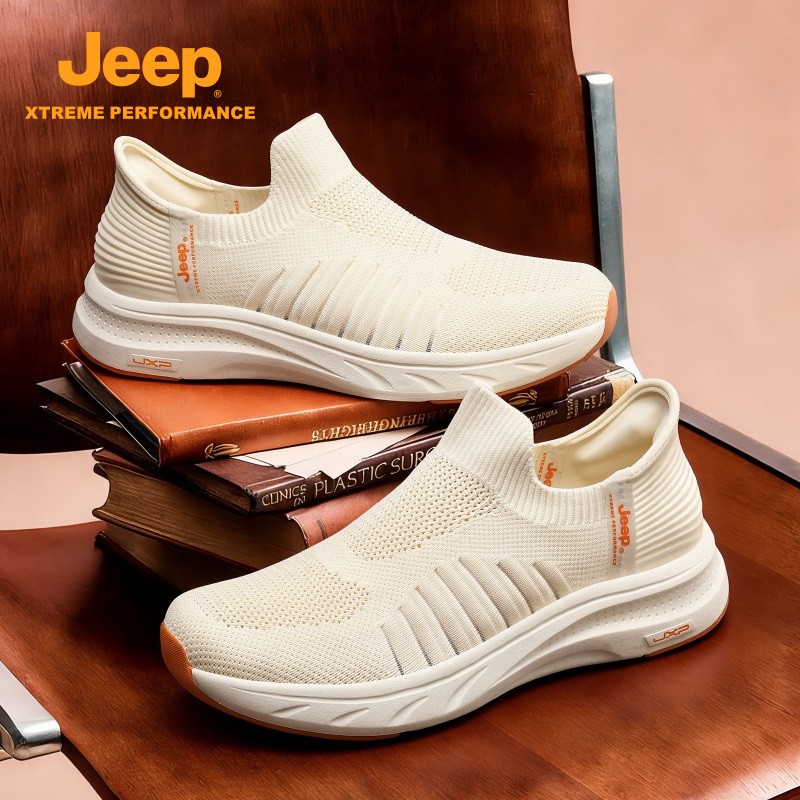 Jeep吉普男鞋春季透气一脚蹬休闲鞋男2026新款轻便软底网面运动鞋主图