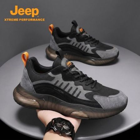 Jeep吉普男鞋春季新款网面透气运动鞋厚底减震耐磨增高时尚休闲鞋